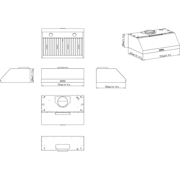 Winflo 30" 466 CFM Convertible Under Range Hood in Stainless